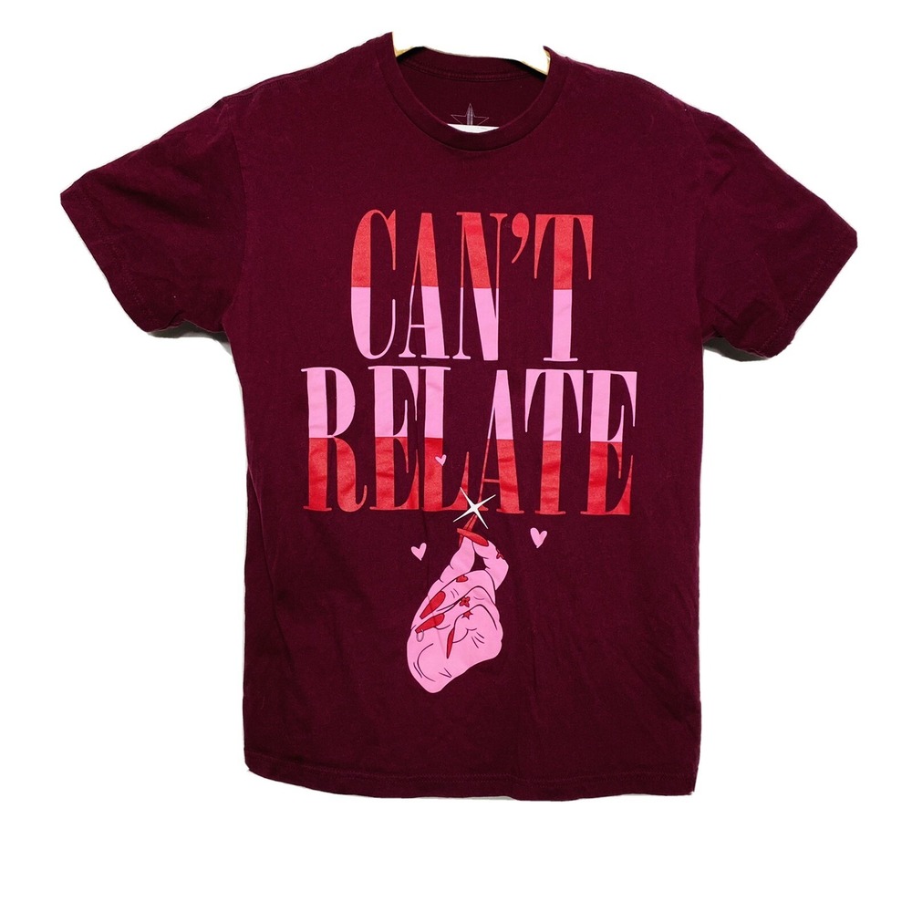 Jeffree Star JS Maroon "Cant Relate" Graphic‎ S/S Cotton T-Shirt Size Medium M
